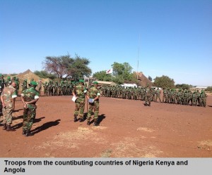 Troops from the countibuting countries of Nigeria Kenya and Angola