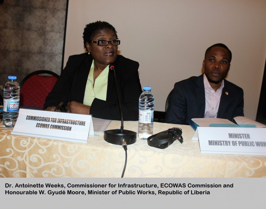 Dr. Antoinette Weeks, Commissioner for Infrastructure, ECOWAS Commission and Honourable W. Gyudé Moore, Minister of Public Works, Republic of Liberia