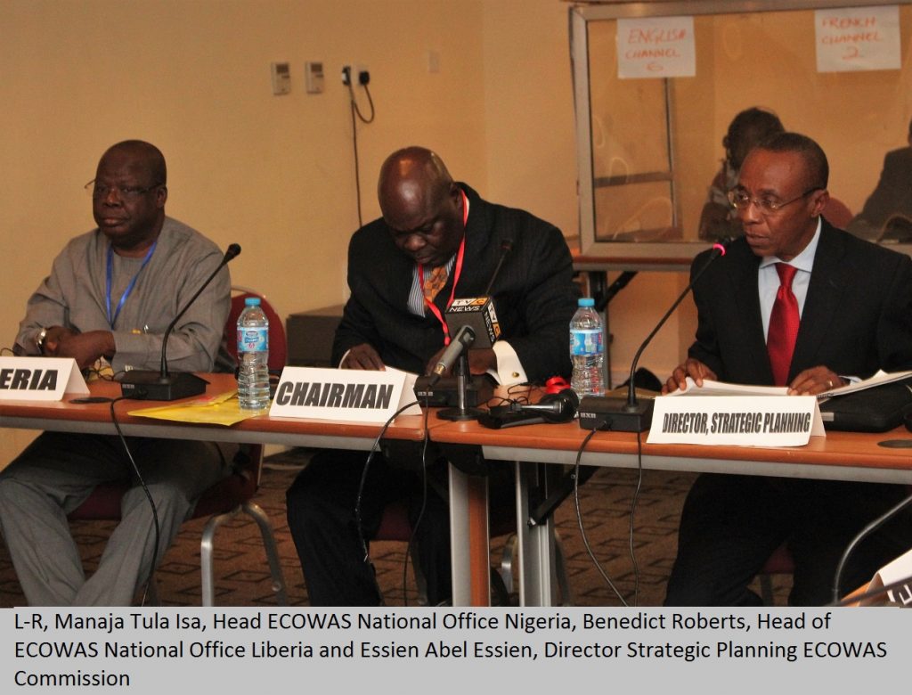 L-R, Manaja Tula Isa, Head ECOWAS National Office Nigeria, Benedict Roberts, Head of ECOWAS National Office Liberia and Essien Abel Essien, Director Strategic Planning ECOWAS Commission