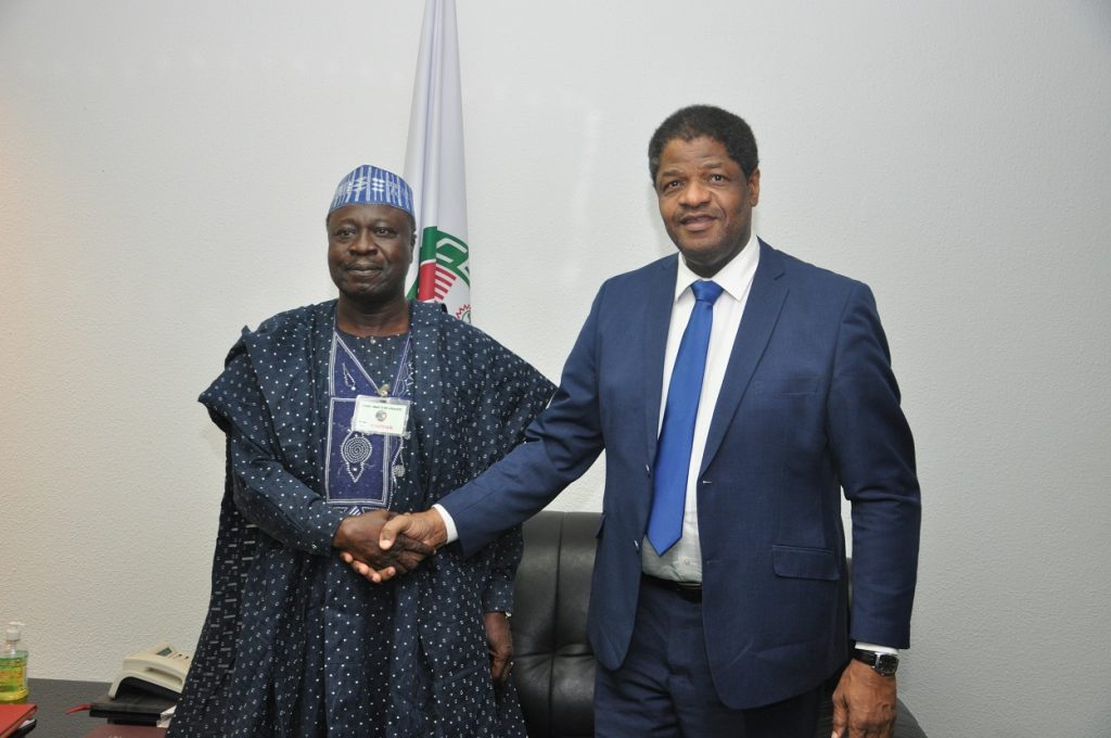 Nigeria Permanent Representative, Ambassador Babatunde Nurudeen, (left) with H.E Marcel de Souza, President of the ECOWAS Commission, on 1st November, 2016