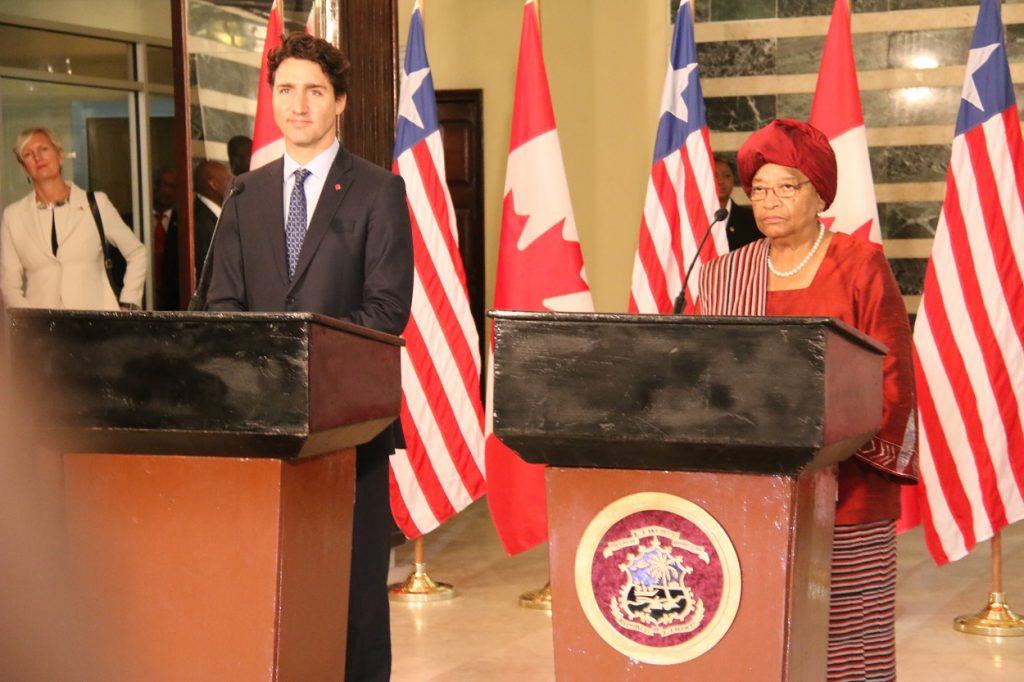 president-sirleaf-and-pm-trudeua-at-the-press-stakeout